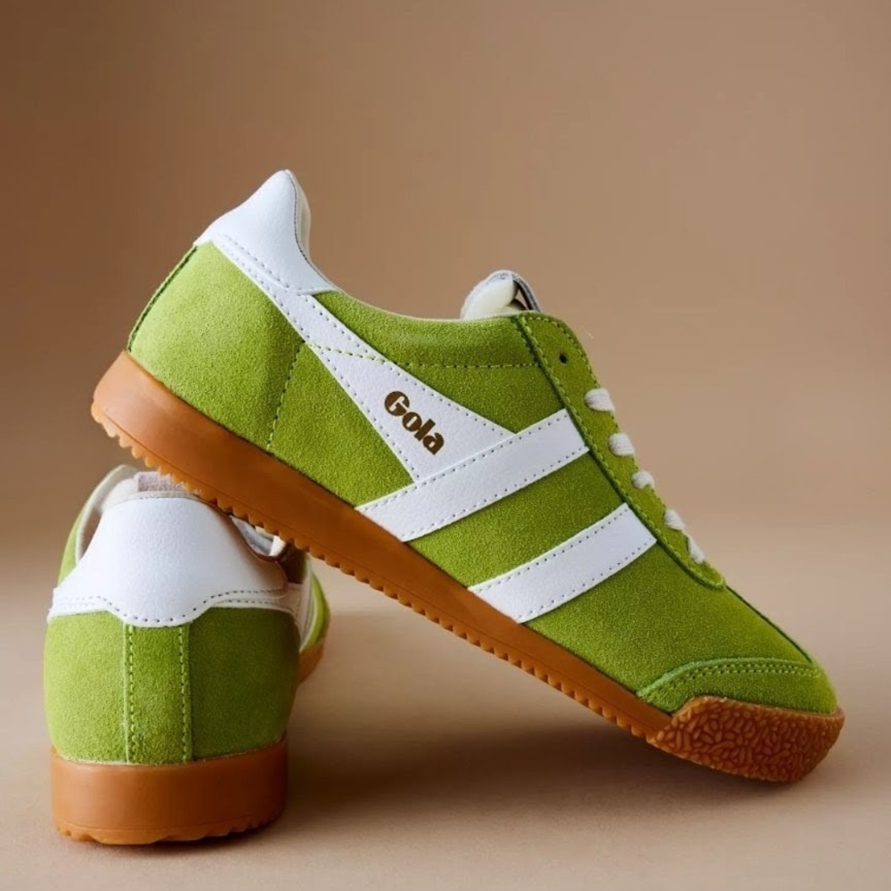 Gola Lime Green & White Suede Sneakers